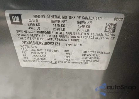 2013 GMC Terrain Slt-2 from USA, damaged, VIN 2GKALWEK2D6293121
